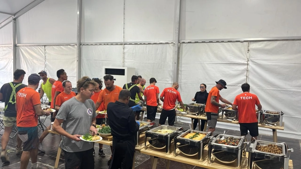 Buffet setup for crew catering